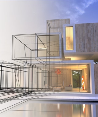 Vue 3D filaire et rendu photoréaliste